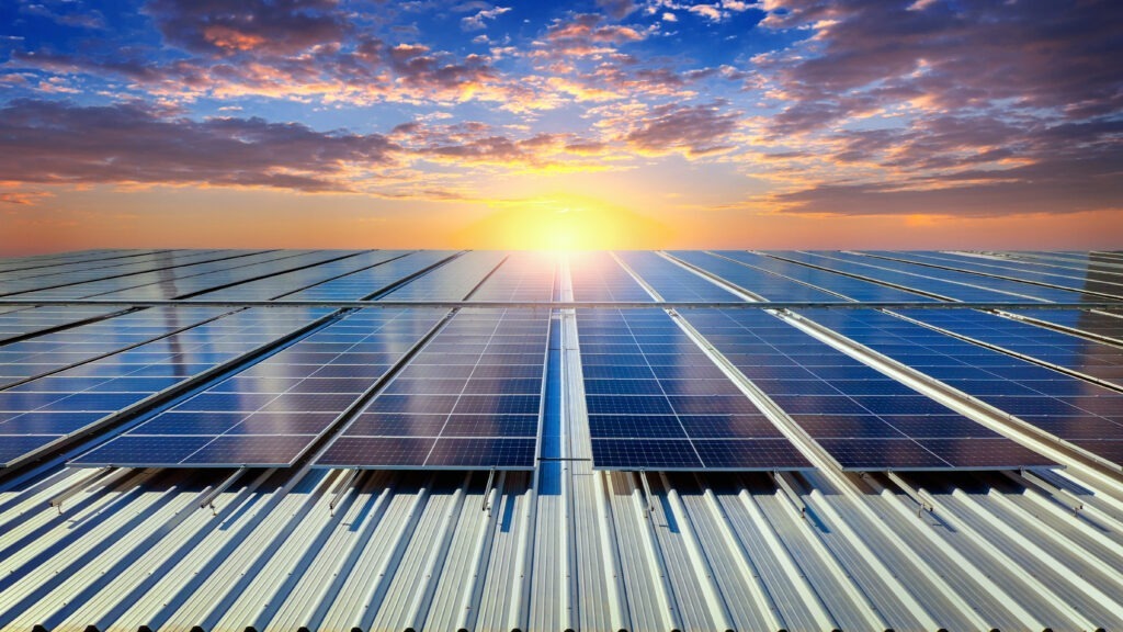 solar panels on the roof. (solar cell)